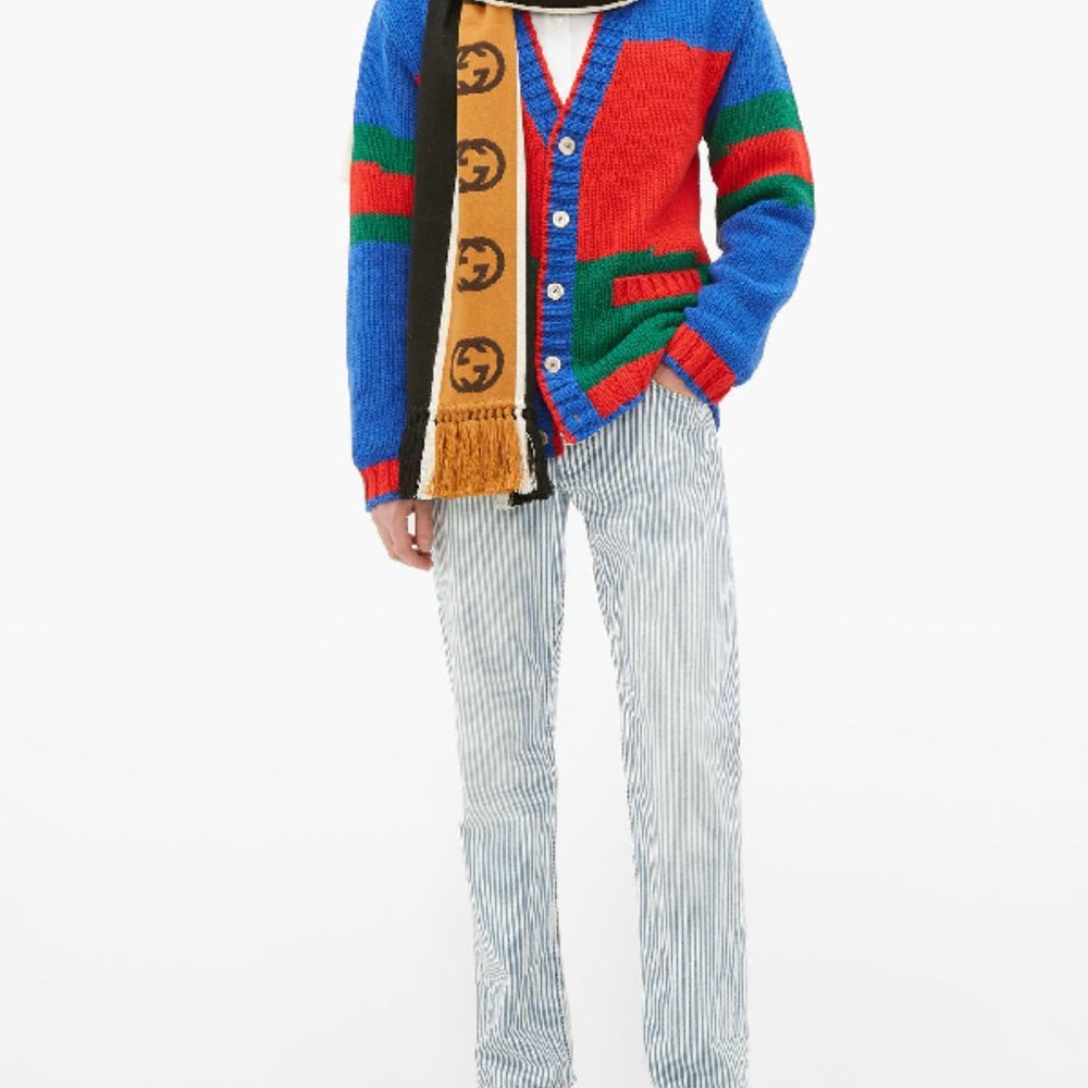 Gucci GG-jacquard Striped Wool-blend Scarf NEW WITH TAGS - Picture 8 of 9